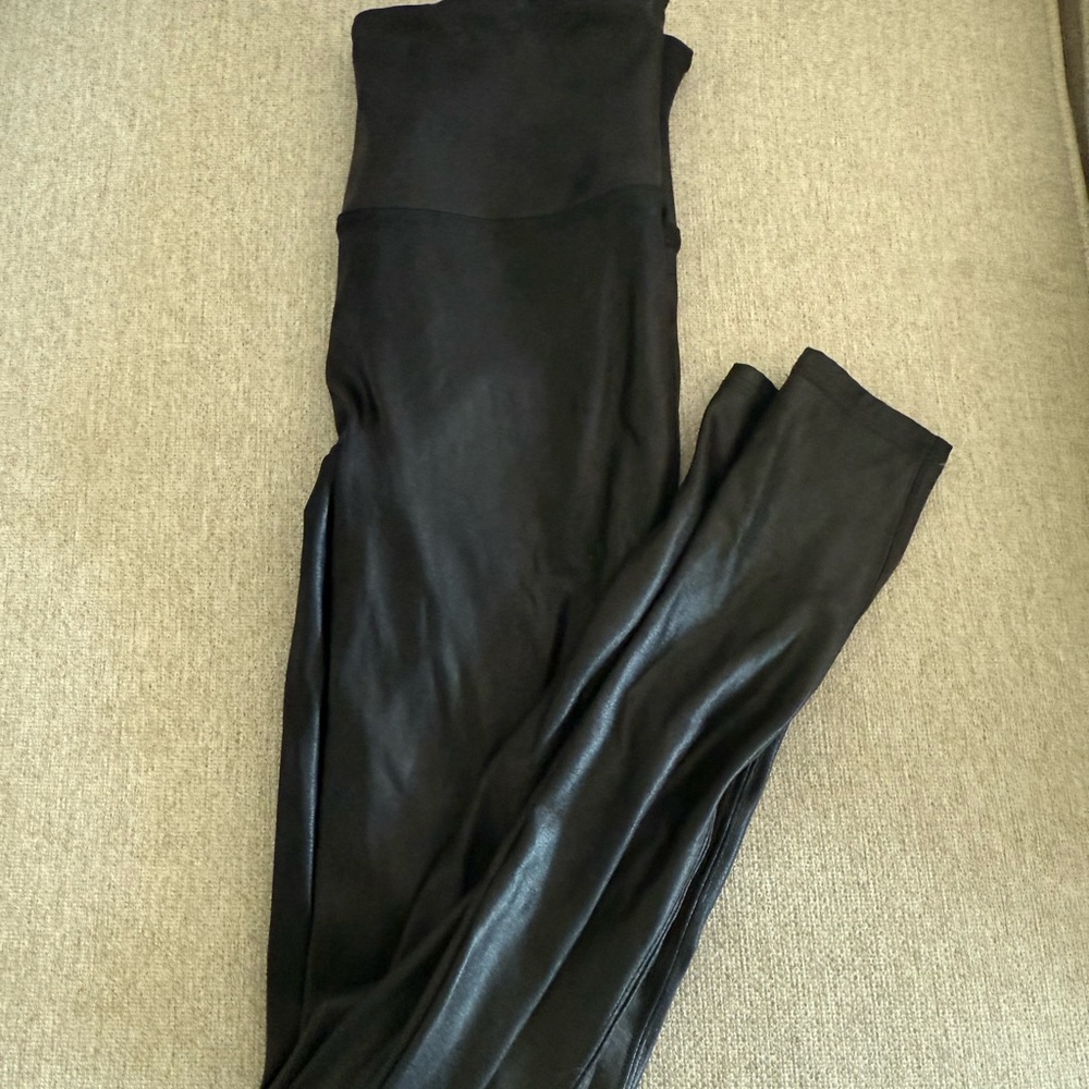 SPANX Black Faux Leather Leggings - Picture 1 of 3